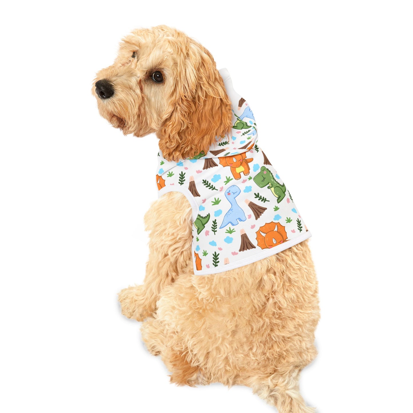 Dino Pals Pet Hoodie — Cute Cartoon Dinosaur Print Dog & Cat Hoodie