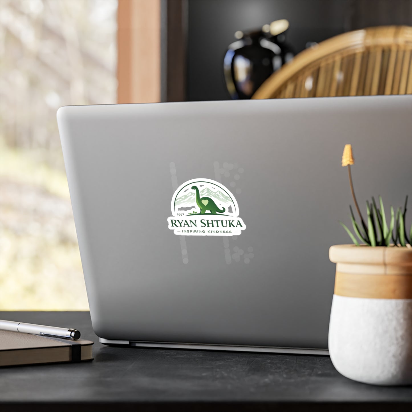 Ryan Shtuka Dinosaur Logo Vinyl Sticker — Kiss-Cut Decal (Inspiring Kindness)