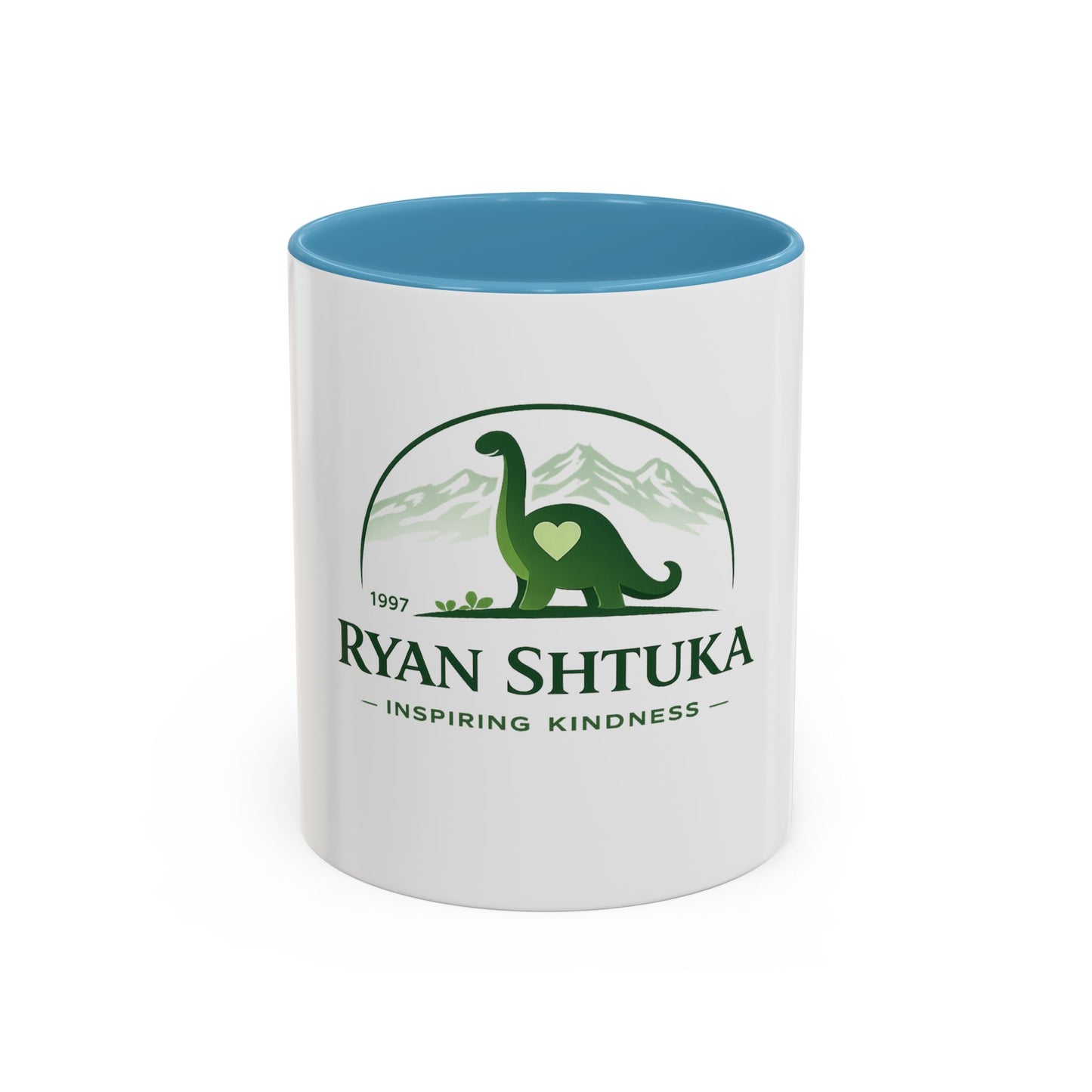 Ryan Shtuka Dinosaur Coffee Mug — "Inspiring Kindness" Accent Mug (11/15oz)