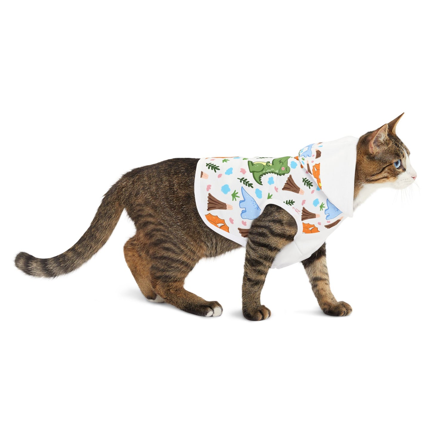 Dino Pals Pet Hoodie — Cute Cartoon Dinosaur Print Dog & Cat Hoodie