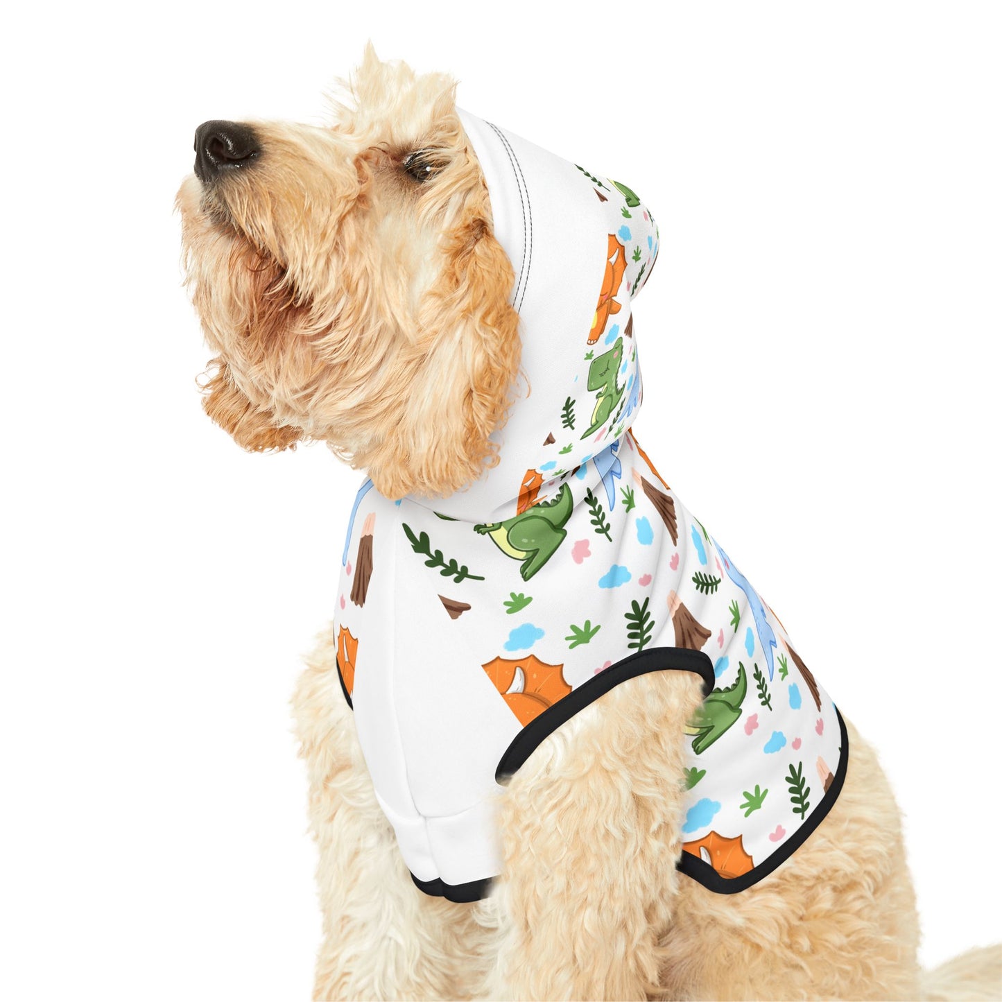 Dino Pals Pet Hoodie — Cute Cartoon Dinosaur Print Dog & Cat Hoodie