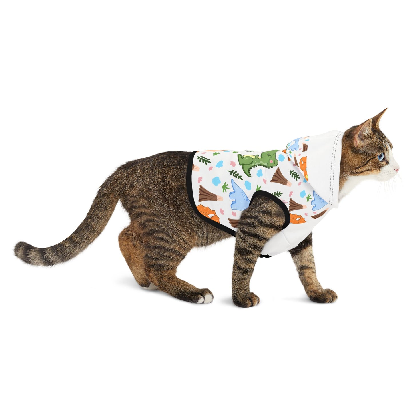 Dino Pals Pet Hoodie — Cute Cartoon Dinosaur Print Dog & Cat Hoodie