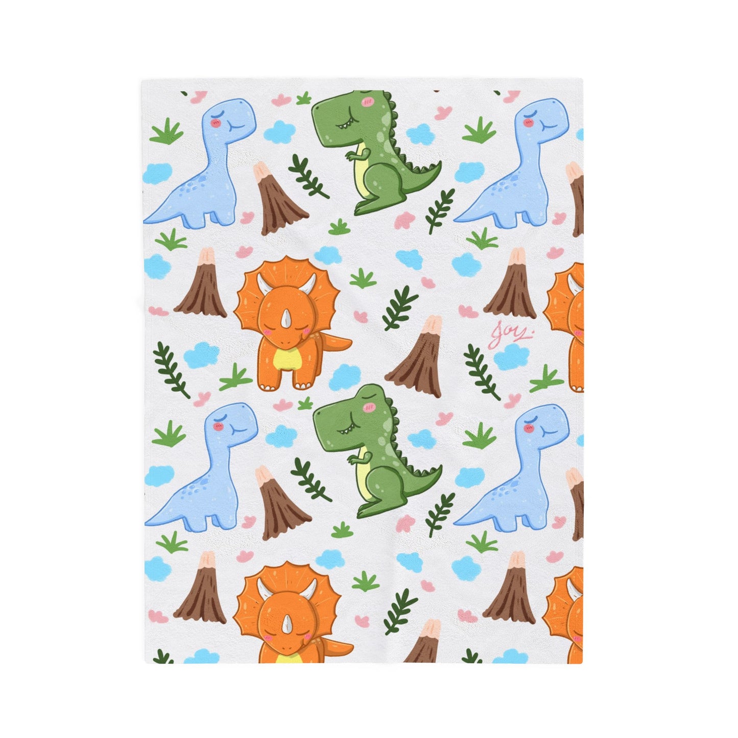 Velveteen Plush Blanket – Cute Cartoon Dinosaurs Baby Throw