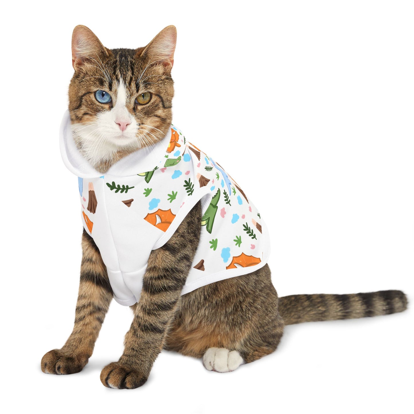 Dino Pals Pet Hoodie — Cute Cartoon Dinosaur Print Dog & Cat Hoodie
