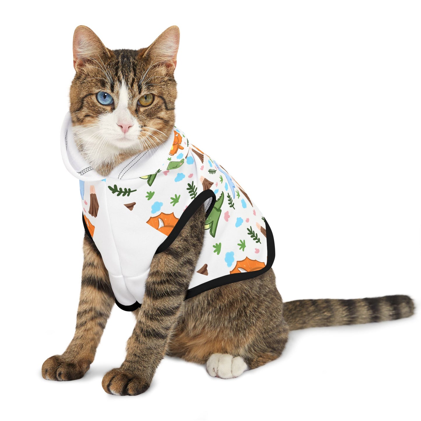 Dino Pals Pet Hoodie — Cute Cartoon Dinosaur Print Dog & Cat Hoodie
