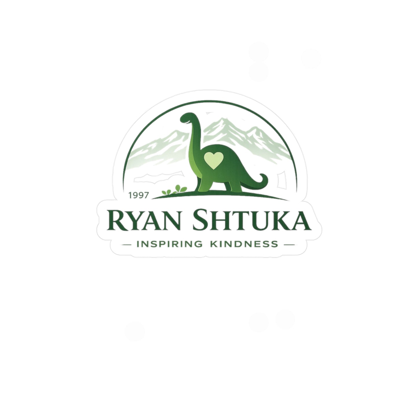 Ryan Shtuka Dinosaur Logo Vinyl Sticker — Kiss-Cut Decal (Inspiring Kindness)