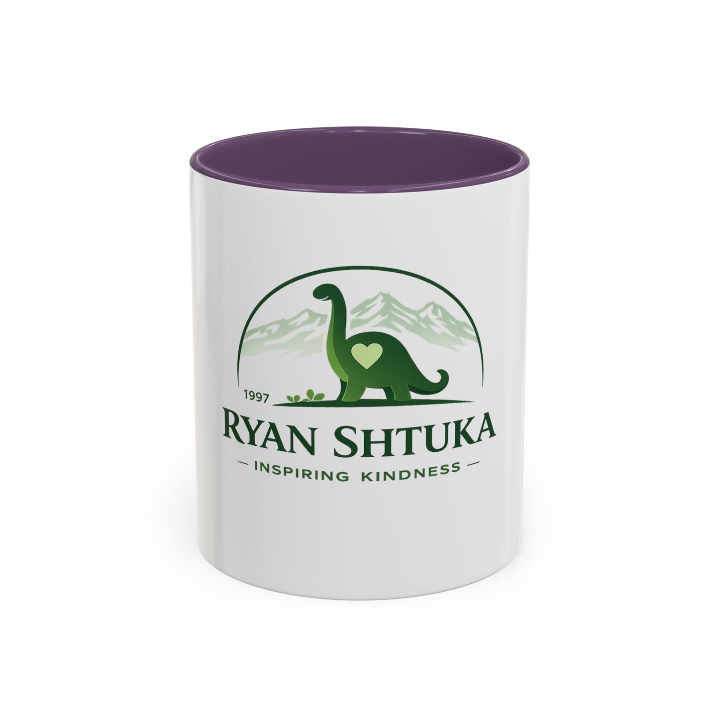 Ryan Shtuka Dinosaur Coffee Mug — "Inspiring Kindness" Accent Mug (11/15oz)