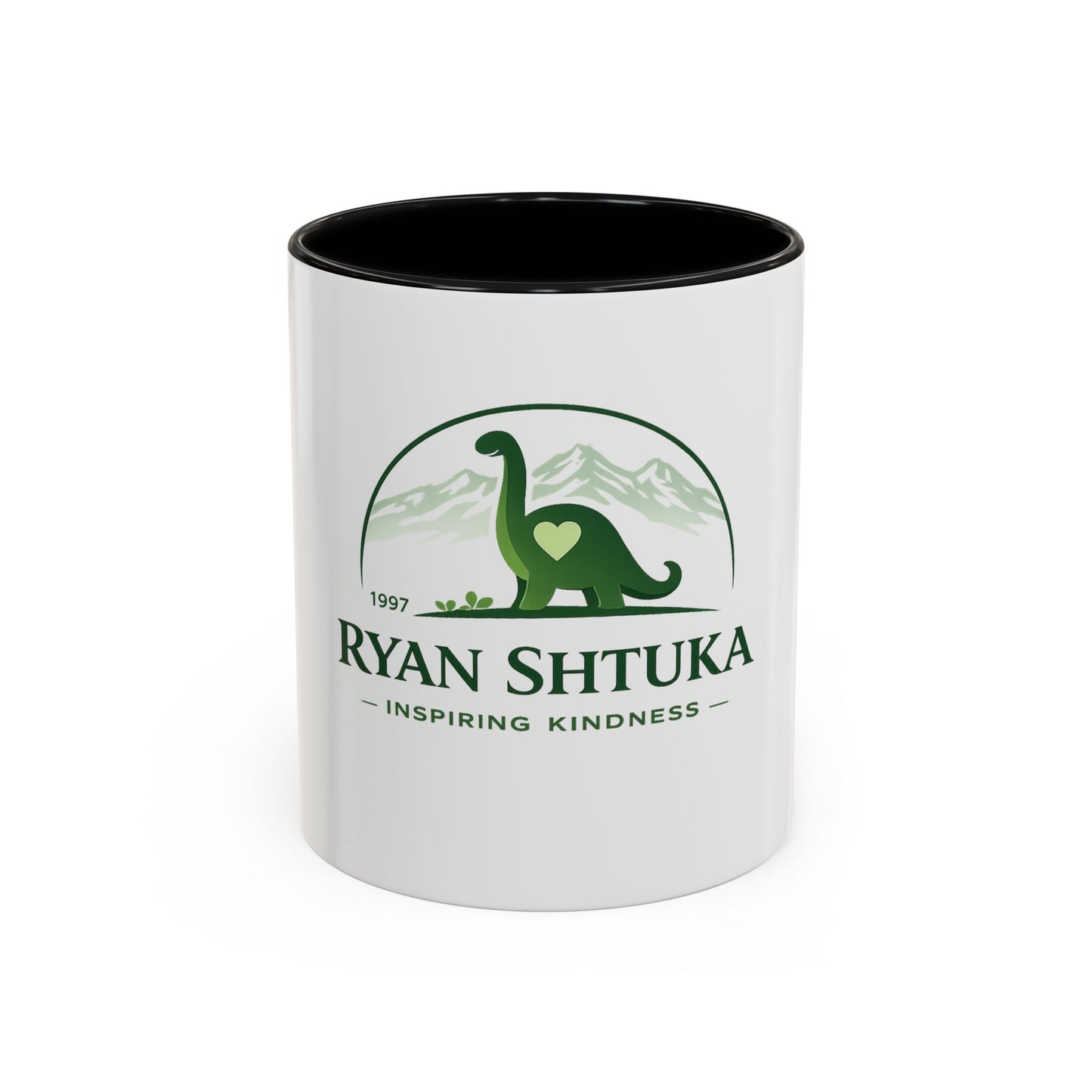 Ryan Shtuka Dinosaur Coffee Mug — "Inspiring Kindness" Accent Mug (11/15oz)