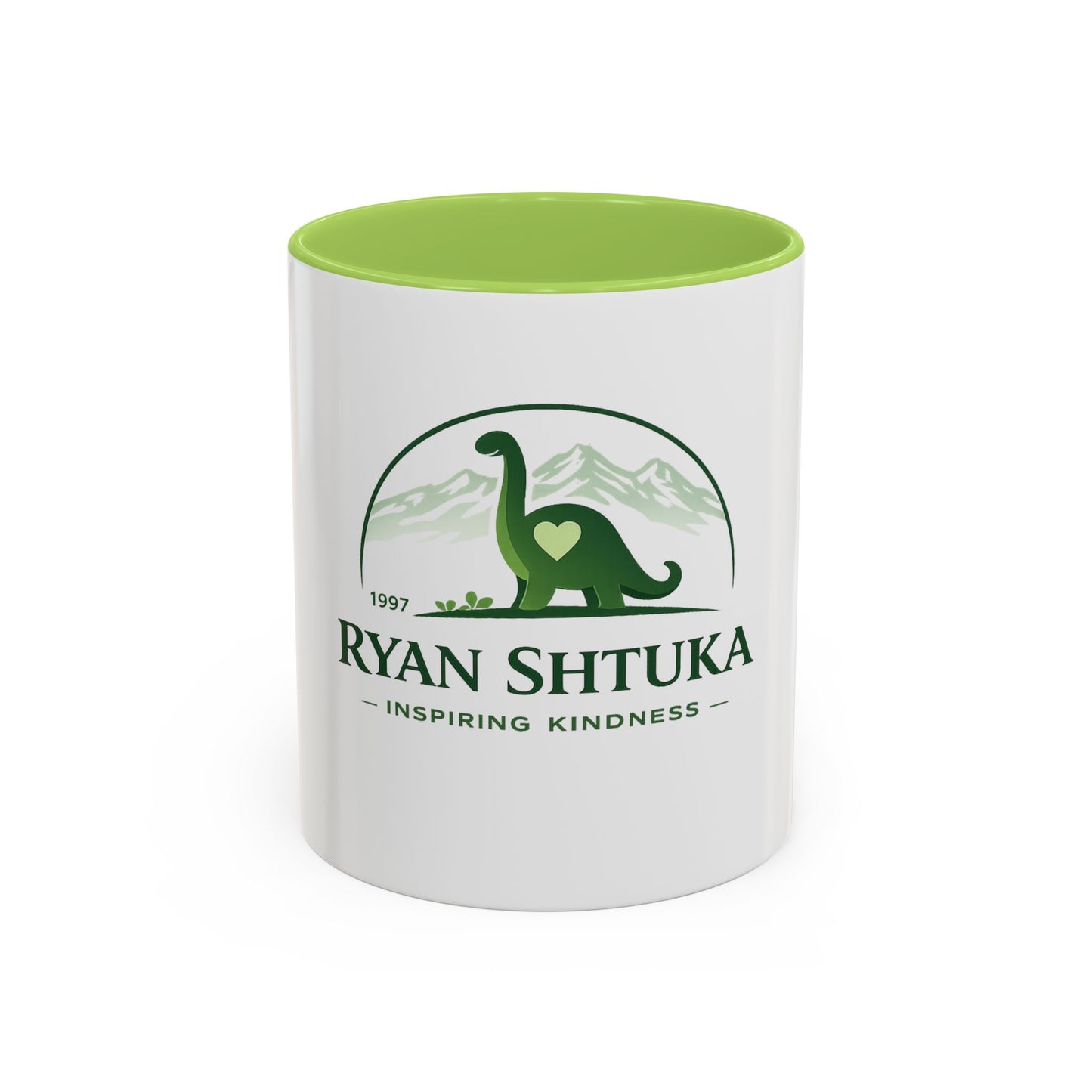 Ryan Shtuka Dinosaur Coffee Mug — "Inspiring Kindness" Accent Mug (11/15oz)