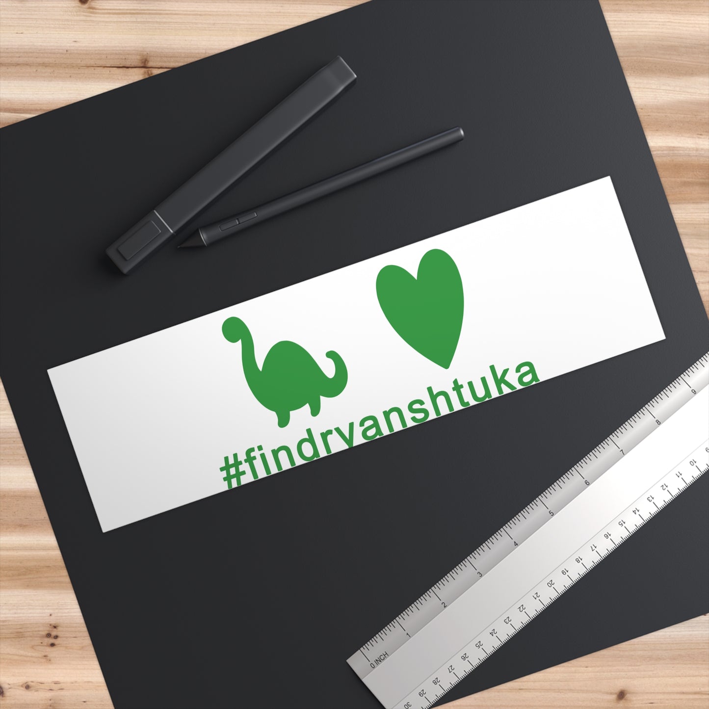 Bumper Sticker – #findrvanshtuka Green Dino & Heart Decal