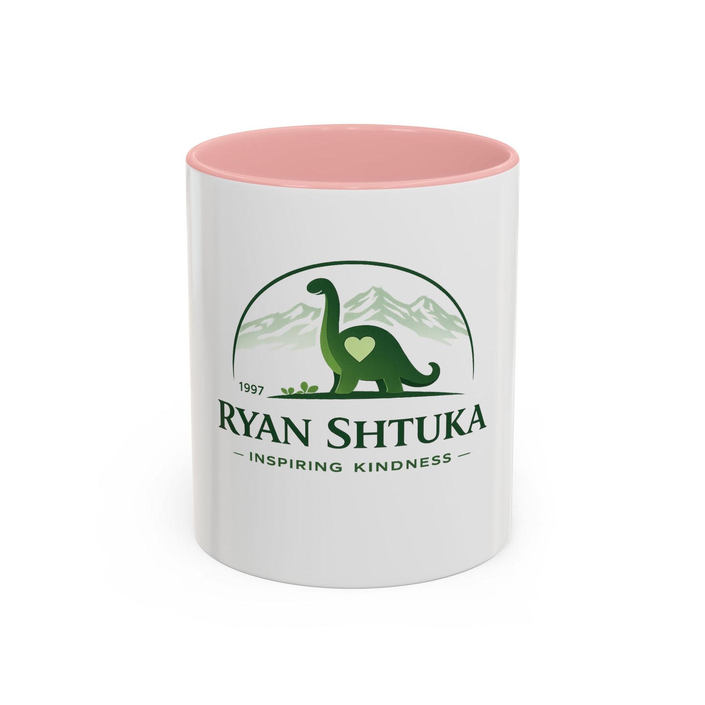 Ryan Shtuka Dinosaur Coffee Mug — "Inspiring Kindness" Accent Mug (11/15oz)
