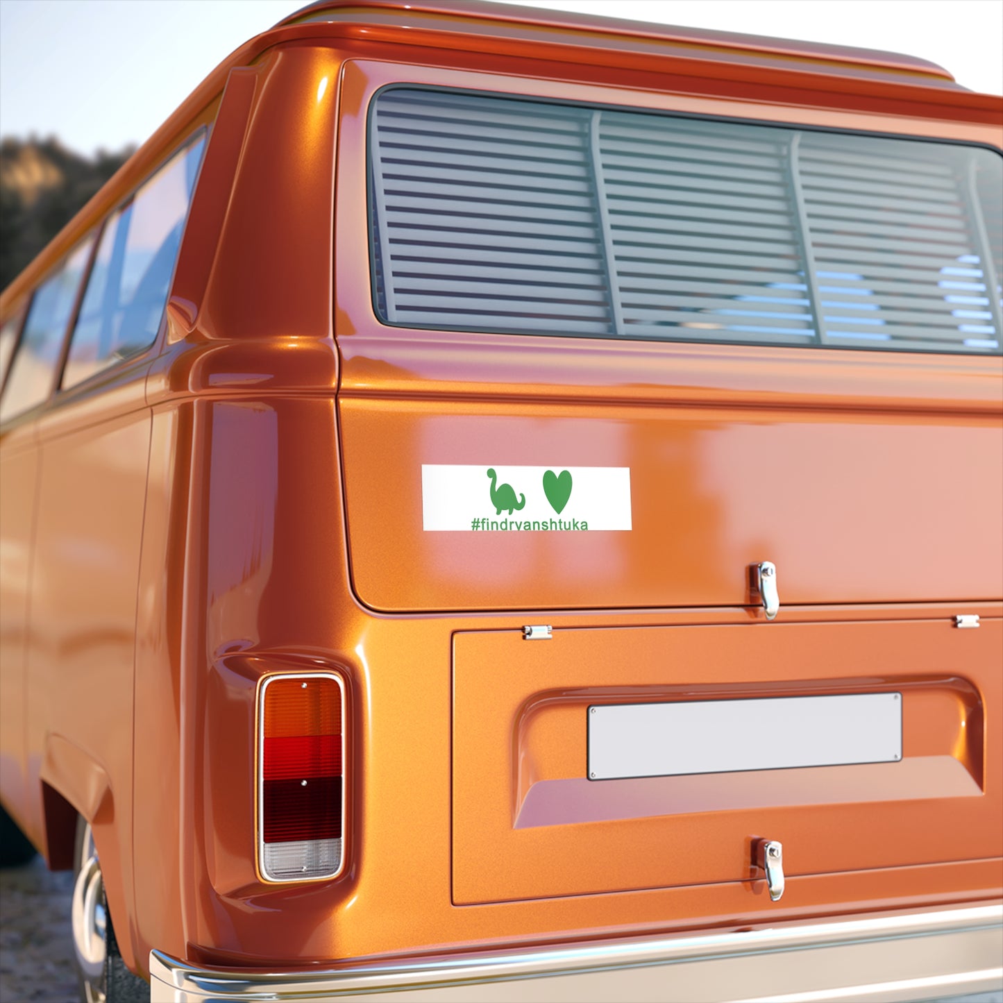 Bumper Sticker – #findrvanshtuka Green Dino & Heart Decal