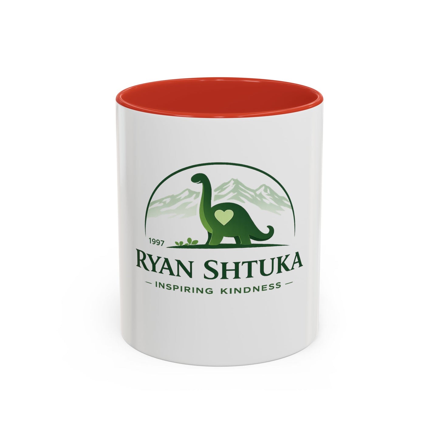 Ryan Shtuka Dinosaur Coffee Mug — "Inspiring Kindness" Accent Mug (11/15oz)