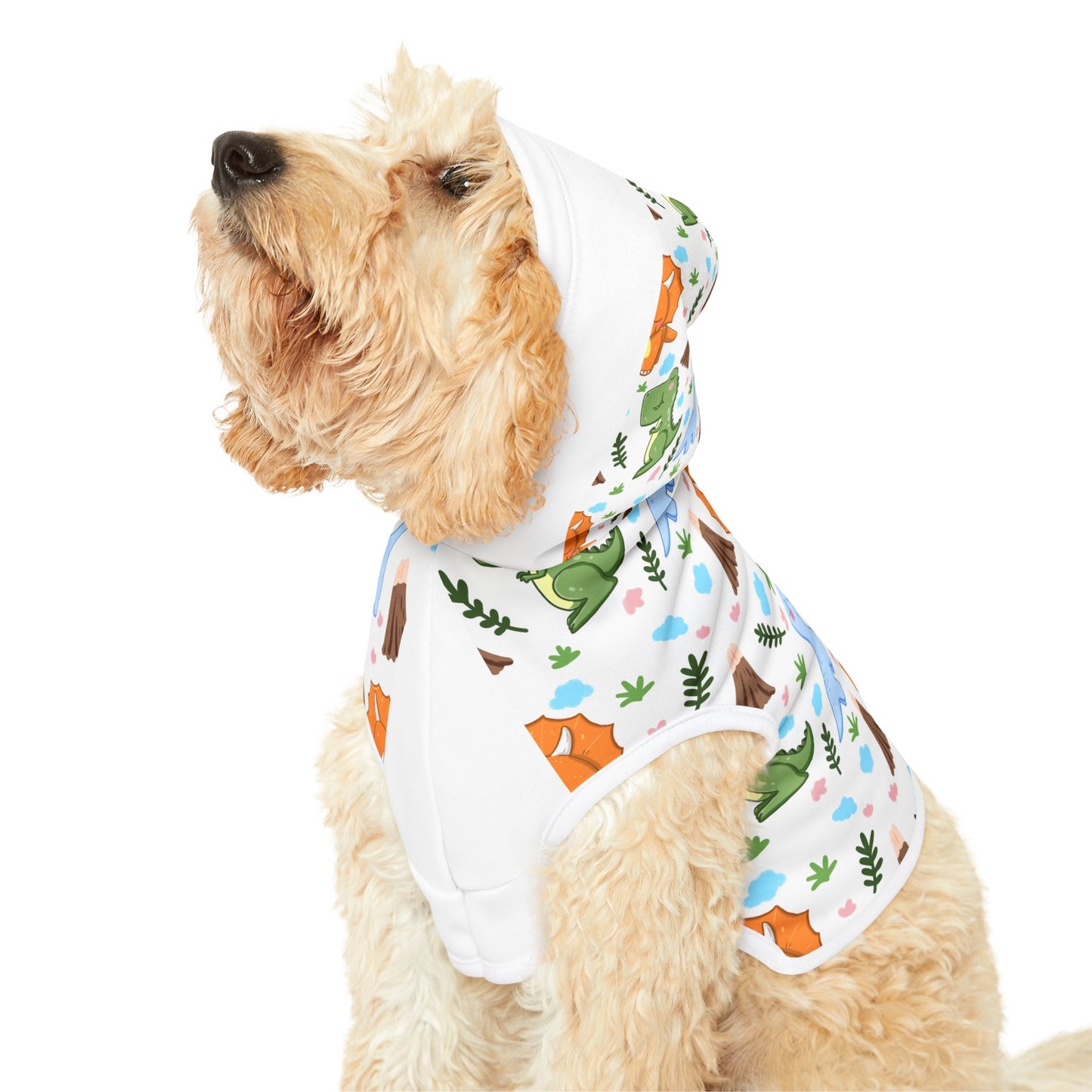 Dino Pals Pet Hoodie — Cute Cartoon Dinosaur Print Dog & Cat Hoodie